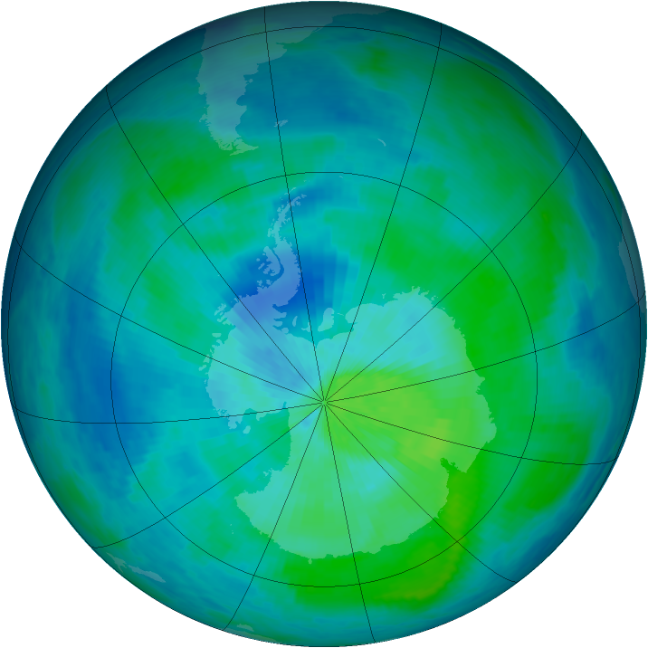 Antarctic ozone map for 08 March 1993